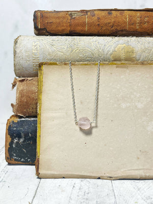 Small Rose Quartz Rough Nugget Necklace