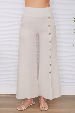 Linen Button Down Wide Leg Pant