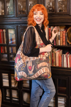 Friendship Love & Truth Vintage Heart Print Linen Tote Bag