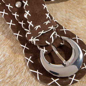 Cross Stitch Trim Vegan Leather Belt