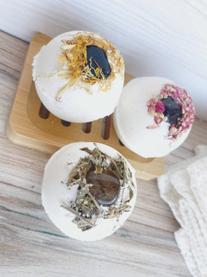 Smoky Quartz Bath Bomb with Dried Calendula