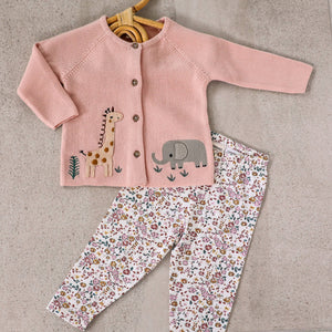 Animal Safari Embroidered Organic Baby Cardigan