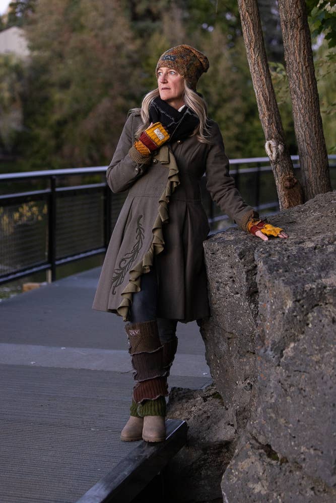 Upcycled Sweater Leg Warmers, Forest Tones