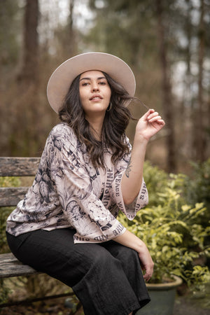 Peace Wine and Sunshine Cropped Bamboo Kimono
