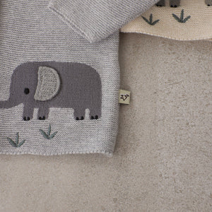 Animal Safari Embroidered Organic Baby Cardigan