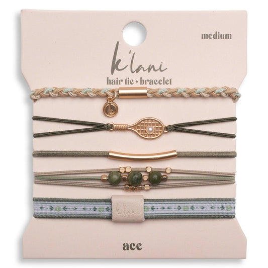 Ace Tennis Hair Tie Bracelet Set