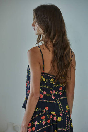 Woven Rayon Spandex Floral Print Tube Neck Top