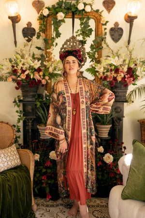 Courage Dear Heart Opera Duster Kimono Robe w/ Sacred Heart