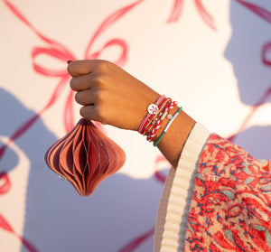 "Joy" Holiday Bow Hair Tie Bracelets