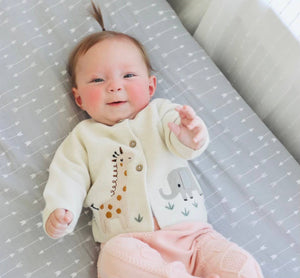 Animal Safari Embroidered Organic Baby Cardigan