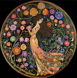 Spring Magic Garden Goddess Tambourine Wall Accent