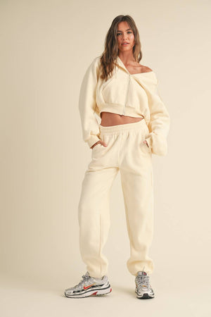 Cozy Fleece Oversized Crop Full Zip Hoodie