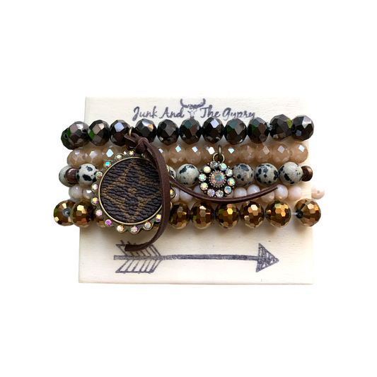 Bejeweled Brown Repurposed Bracelet