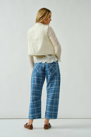Plaid Semi Barrel Jeans w/ Belt