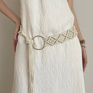 Beige Boho Braided Belt
