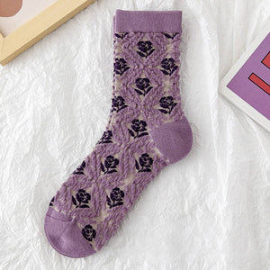 Bohemian Embossed Socks - Purple