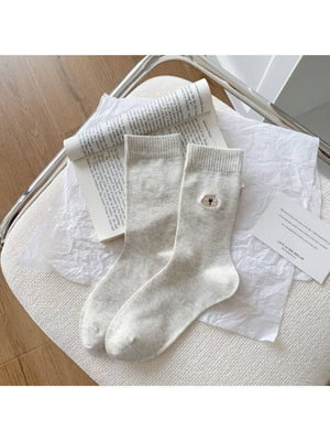 Rufia - Cute Animal Embroidery Crew Socks