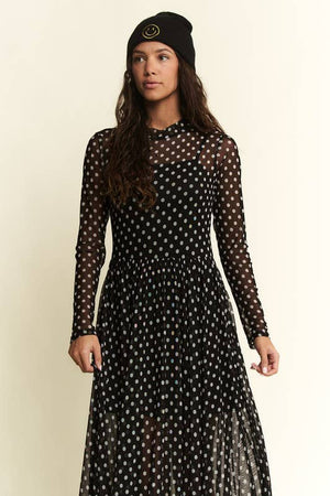 Polka Dot Mesh Maxi Dress