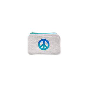 Peace Sign Blockprint Cotton Canvas Coin Purse