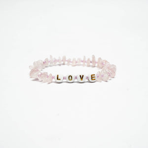 LOVE - Rose Quartz Chip Bracelet