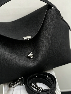 Top-Grain Leather Shoulder Tote Bag with Top Handles