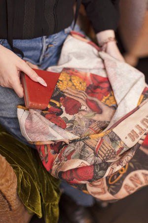Friendship Love & Truth Vintage Heart Print Linen Tote Bag