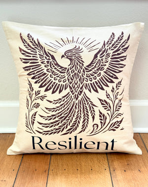 Resilient Phoenix Throw Pillow - Survivor Made