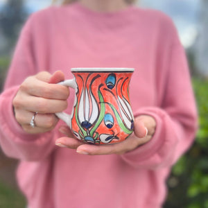 Hand Painted Floral Ceramic Mug - 8oz