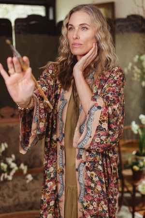 Art of Life Opera Duster Kimono Robe - Flower Palette Print