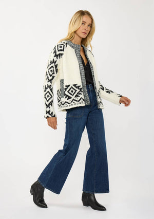 Tribal Pattern Textured Knit Jacket