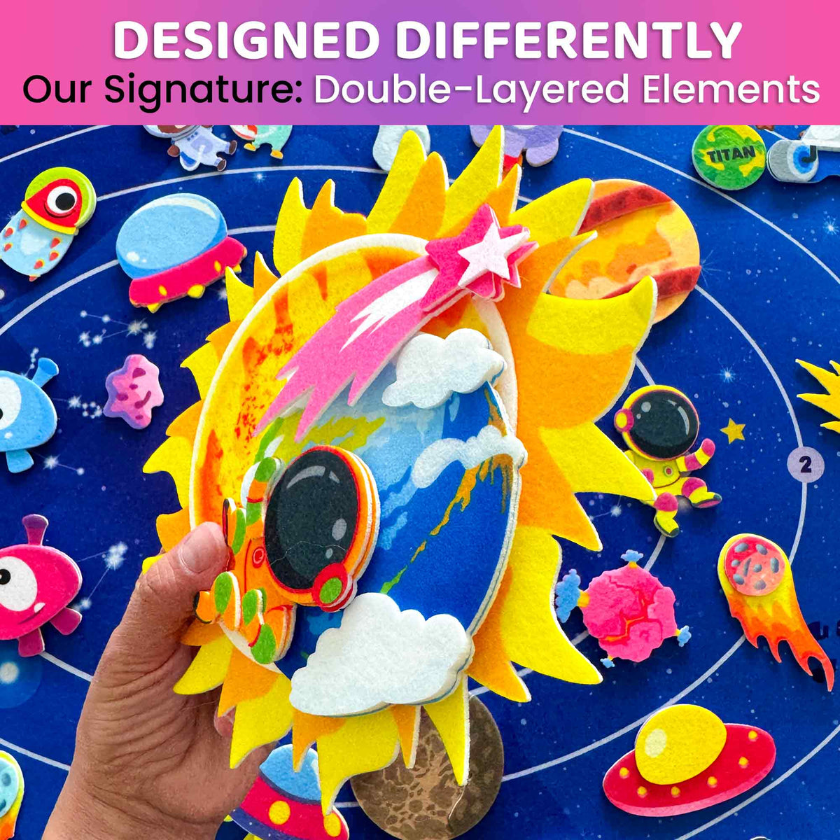 Space Felt Board for Kids - Educational Flannel Toy