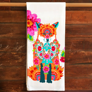 Fox Kitchen Tea Towel Flour Sack Cotton