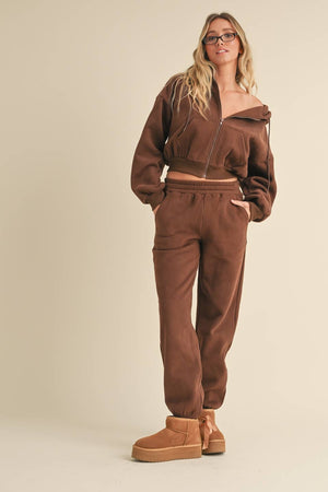 Cozy Fleece Oversized Crop Full Zip Hoodie