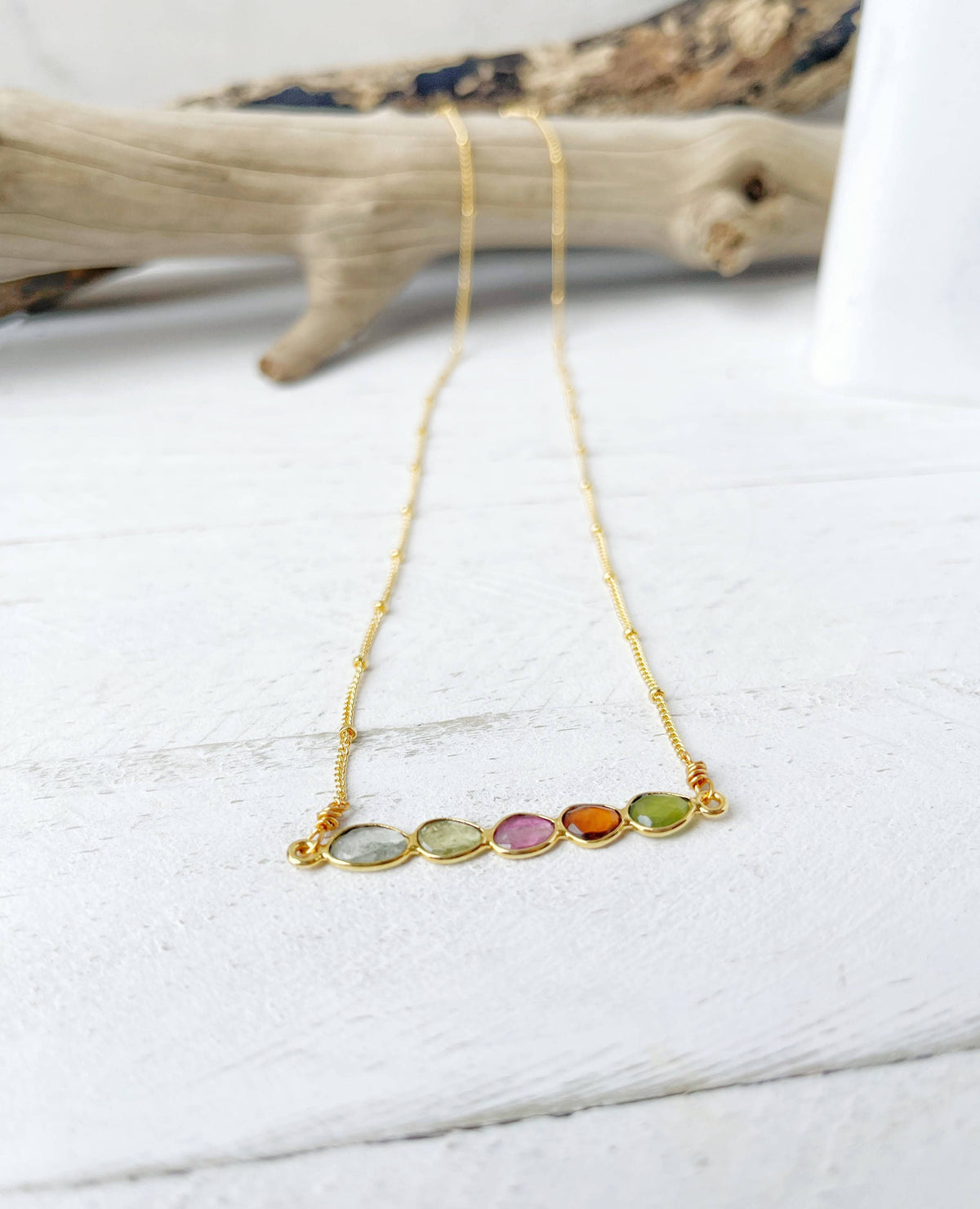 Watermelon Tourmaline Gemstone Necklace
