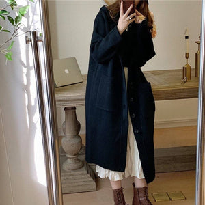 Knee-Length Hooded Cardigan