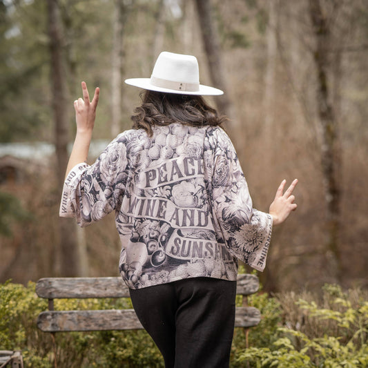 Peace Wine and Sunshine Cropped Bamboo Kimono