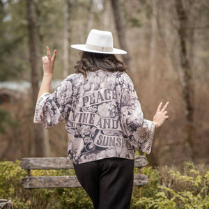 Peace Wine and Sunshine Cropped Bamboo Kimono