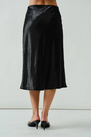 A-Line Satin Midi Skirt