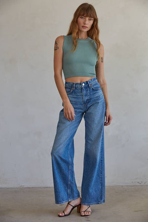 Knit Seamless Ribbed Round Neck Tank Top