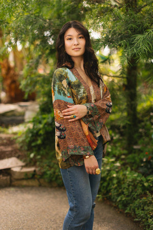 Secret Garden Pixie Duster Cropped Kimono w/ Swan