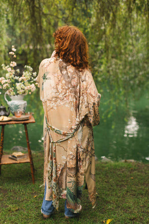 Fable Opera Duster Kimono Robe - Deer, Moon and Blossom