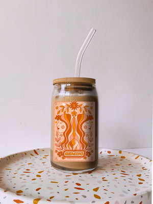 Groovy Astrology Sign Glass Cup