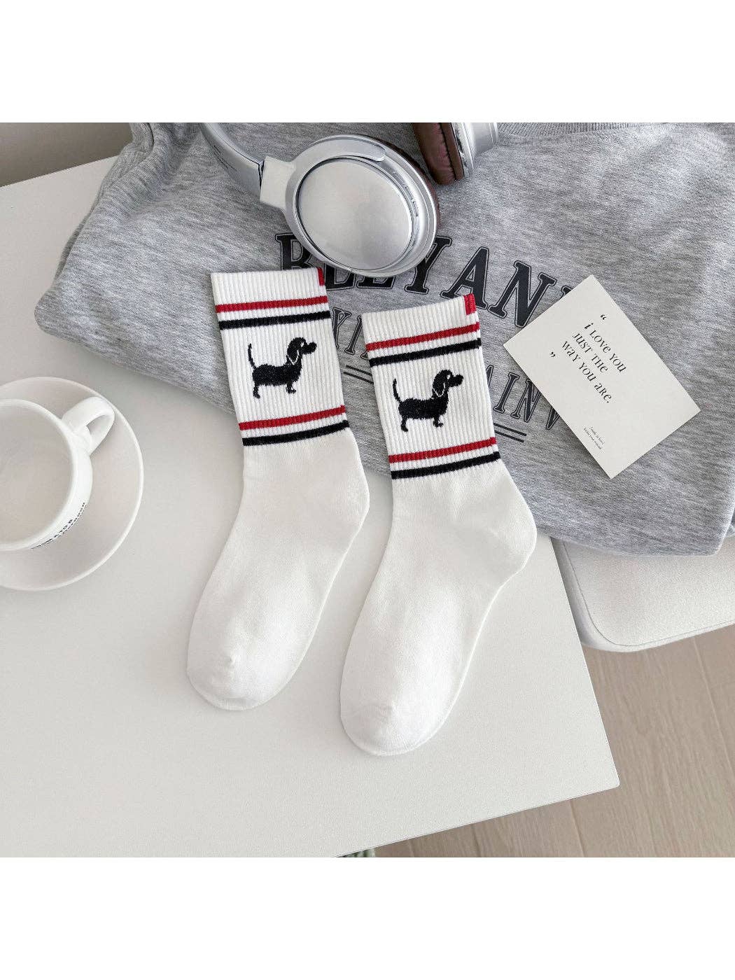 Rufia - Puppy Stripe Crew Socks