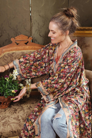 Art of Life Opera Duster Kimono Robe - Flower Palette Print