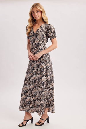 Floral Print Surplice Maxi Dress