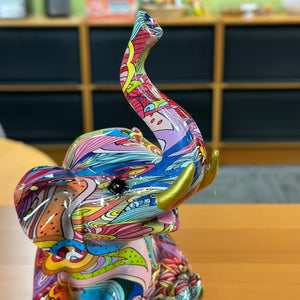 Floral Elephant Resin Tabletop Sculpture