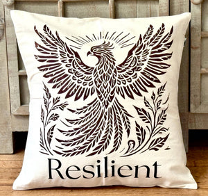 Resilient Phoenix Throw Pillow - Survivor Made
