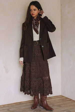 Brown Crochet Maxi Skirt