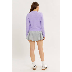 Soft Pastel Cardigan with Heart Buttons