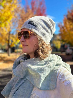 Upcycled Sweater Slouch Beanie, Oatmeal